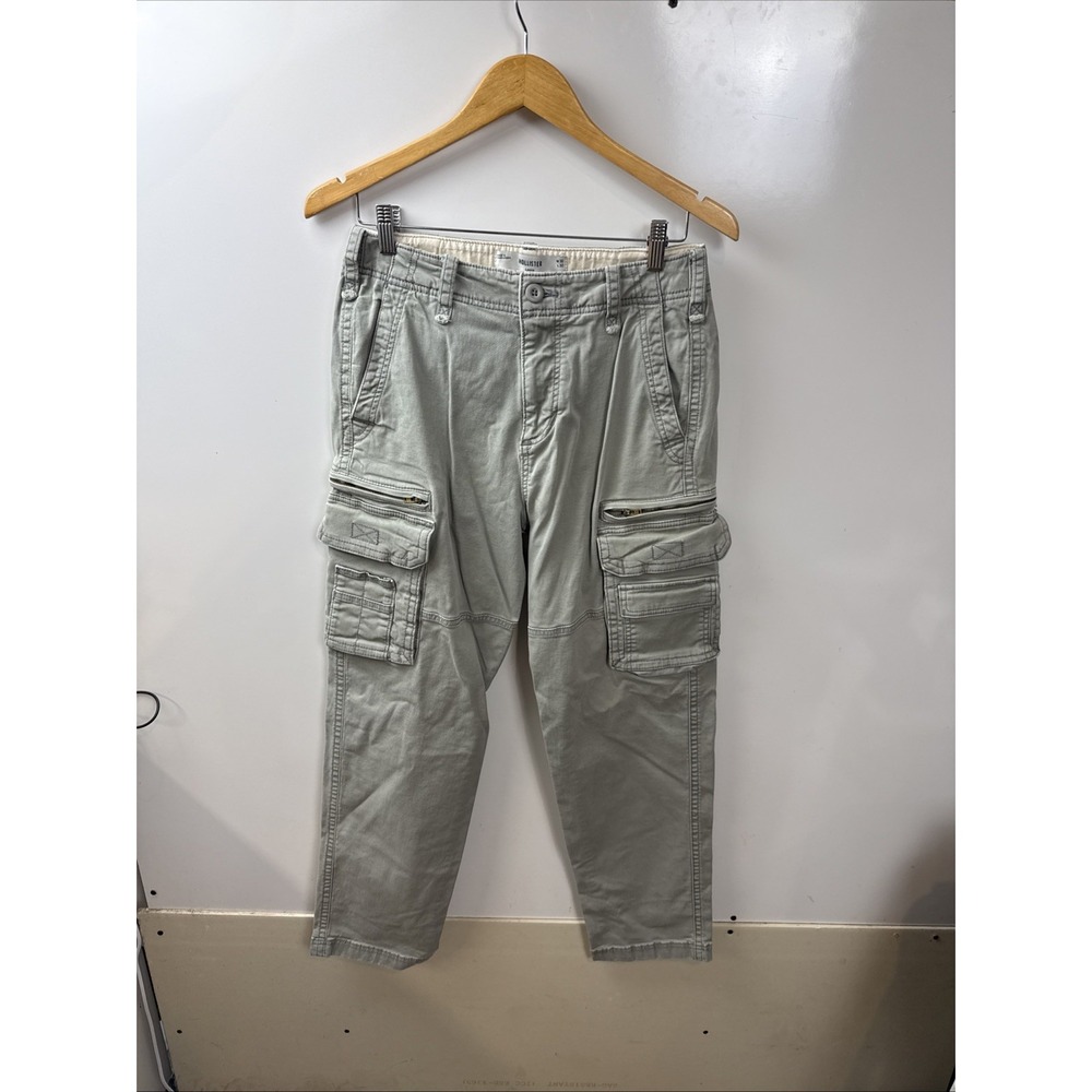 Hollister Mens Loose Fit Cargo Pants light Green Tan Multi Pocket Utility 30x31